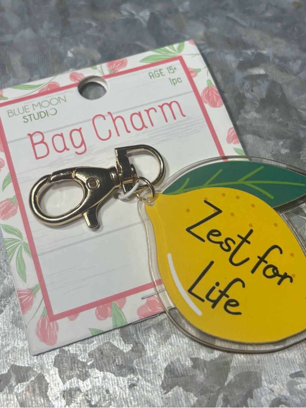 New Blue Moon Studio "Zest for Life" Lemon Bag Charm - Yellow & Green